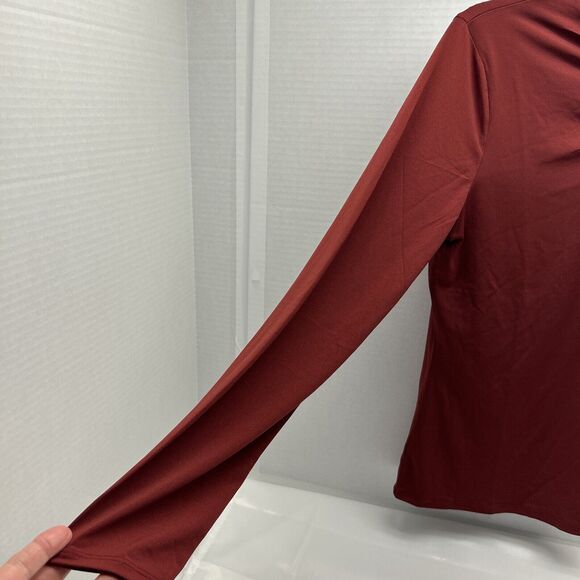 Rachel Roy Mock Tee Gathered-Front Top LS Burgundy Womens Size M NWT - Picture 4 of 5